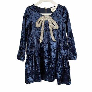 Hanna Banana Jewel Bow Long Sleeve Blue Velvet Dre